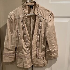 White House Black Market Tan Blazer with Embellishments
